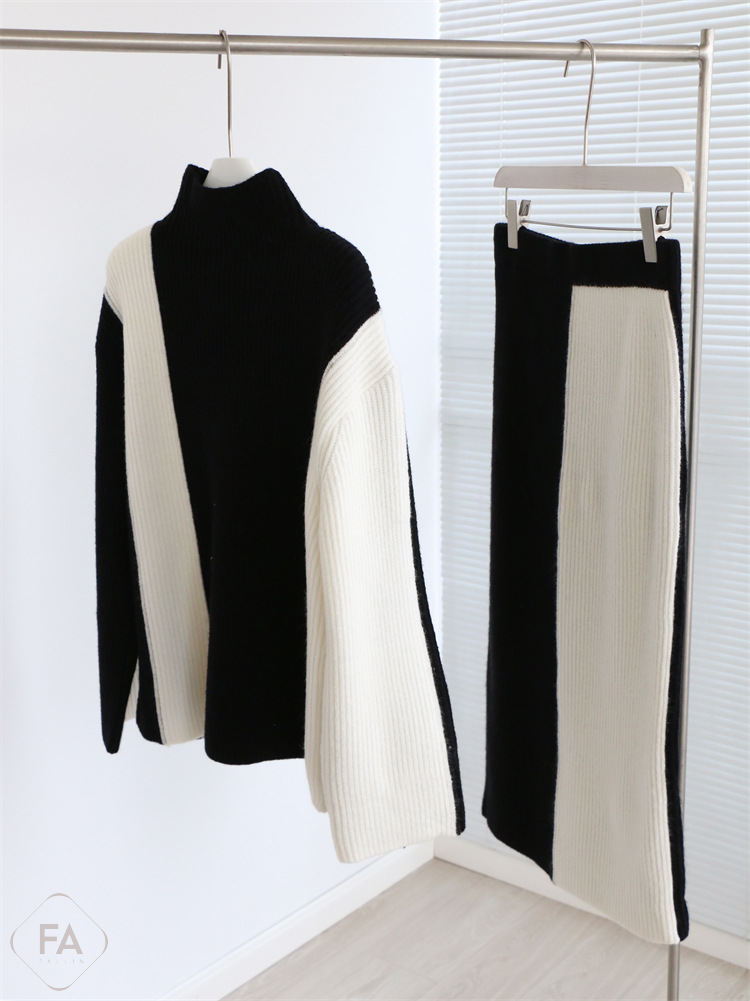 単品/セーター/ブラック+ホワイト